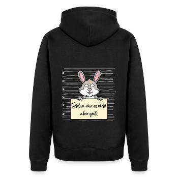 Hase lustiger Spruch humor Gefängnisbild - Unisex Premium Bio Zip Hoodie - Schwarz - Hinten - Nico (187cm)