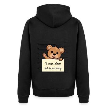 Bär lustiger Spruch humor Gefängnisbild - Unisex Premium Bio Zip Hoodie - Schwarz - Hinten - Nico (187cm)