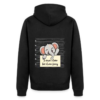 Elefant lustiger Spruch humor Gefängnisbild - Unisex Premium Bio Zip Hoodie - Schwarz - Hinten - Nico (187cm)