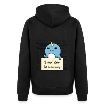 Narwal lustiger Spruch humor Gefängnisbild - Unisex Premium Bio Zip Hoodie - Schwarz - Hinten - Nico (187cm)