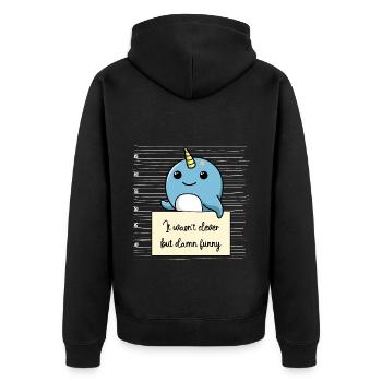 Narwal lustiger Spruch humor Gefängnisbild - Unisex Premium Bio Zip Hoodie - Schwarz - Hinten - Nico (187cm)