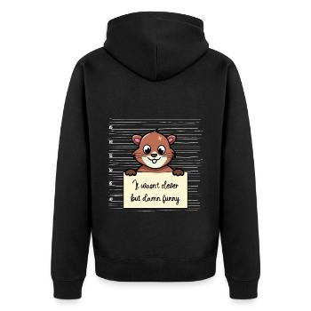 Bieber lustiger Spruch humor Gefängnisbild - Unisex Premium Bio Zip Hoodie - Schwarz - Hinten - Nico (187cm)