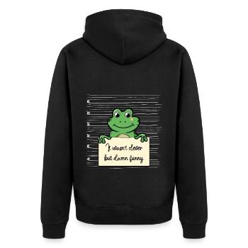 Frosch lustiger Spruch humor Gefängnisbild - Unisex Premium Bio Zip Hoodie - Schwarz - Hinten - Nico (187cm)