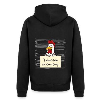 Huhn lustiger Spruch humor Gefängnisbild - Unisex Premium Bio Zip Hoodie - Schwarz - Hinten - Nico (187cm)