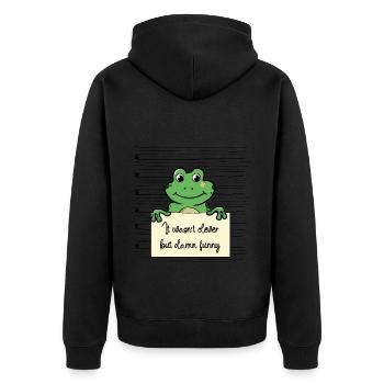 Frosch lustiger Spruch humor Gefängnisbild - Unisex Premium Bio Zip Hoodie - Schwarz - Hinten - Nico (187cm)