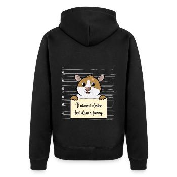 Meerschweinchen lustiger Spruch humor Gefängnisbil - Unisex Premium Bio Zip Hoodie - Schwarz - Hinten - Nico (187cm)