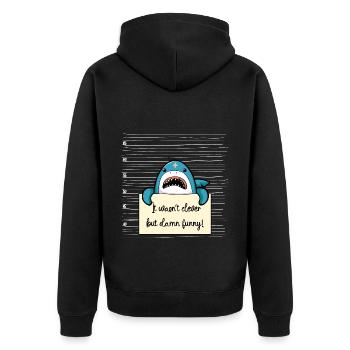 Hai lustiger Spruch humor Gefängnisbild - Unisex Premium Bio Zip Hoodie - Schwarz - Hinten - Nico (187cm)
