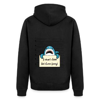 Hai lustiger Spruch humor Gefängnisbild - Unisex Premium Bio Zip Hoodie - Schwarz - Hinten - Nico (187cm)