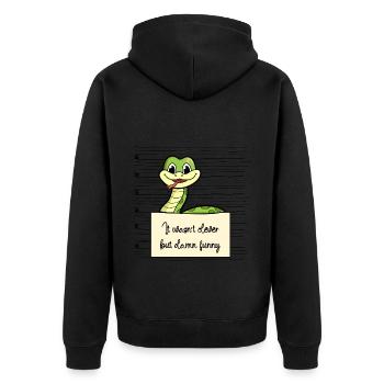 Schlange lustiger Spruch humor Gefängnisbild - Unisex Premium Bio Zip Hoodie - Schwarz - Hinten - Nico (187cm)