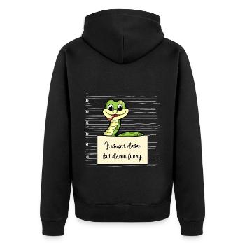 Schlange lustiger Spruch humor Gefängnisbild - Unisex Premium Bio Zip Hoodie - Schwarz - Hinten - Nico (187cm)