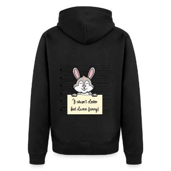 Hase lustiger Spruch humor Gefängnisbild - Unisex Premium Bio Zip Hoodie - Schwarz - Hinten - Nico (187cm)