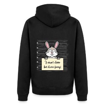 Hase lustiger Spruch humor Gefängnisbild - Unisex Premium Bio Zip Hoodie - Schwarz - Hinten - Nico (187cm)