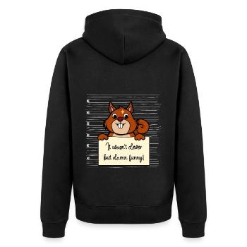 Eichhörnchen lustiger Spruch humor Gefängnisbild - Unisex Premium Bio Zip Hoodie - Schwarz - Hinten - Nico (187cm)