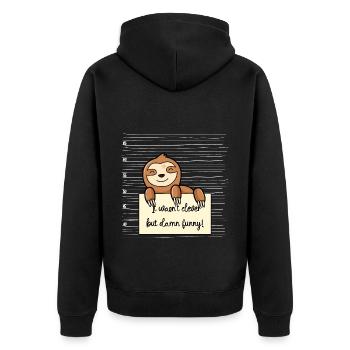 Faultier lustiger Spruch humor Gefängnisbild - Unisex Premium Bio Zip Hoodie - Schwarz - Hinten - Nico (187cm)