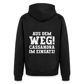 Cassandra Lustiger Spruch Vorname Name Cassandra - Unisex Premium Bio Zip Hoodie - Schwarz - Hinten - Nico (187cm)