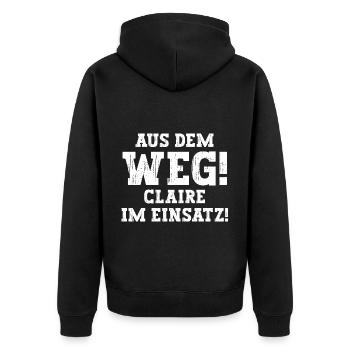 Claire Lustiger Spruch Vorname Name Claire - Unisex Premium Bio Zip Hoodie - Schwarz - Hinten - Nico (187cm)
