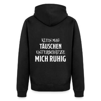 Klein Winzig Lustiger Spruch Kind Baby Geschenk - Unisex Premium Bio Zip Hoodie - Schwarz - Hinten - Nico (187cm)