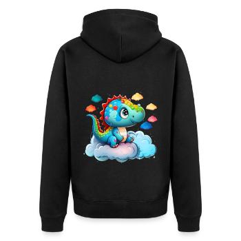 Dinosaurier Baby Kind Regenbogen Geschenk - Unisex Premium Bio Zip Hoodie - Schwarz - Hinten - Nico (187cm)