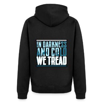 Saturation Diver - In Darkness And Cold, We Tread - Unisex Premium Organic Zip Hoodie - black - Back - Nico (187cm)
