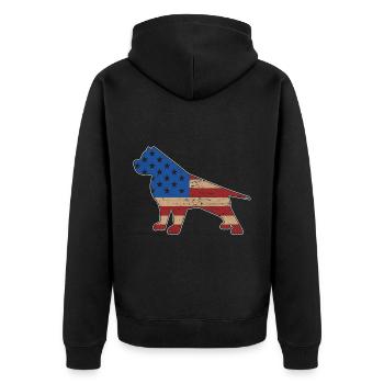 Pitbull USA - Unisex Premium Organic Zip Hoodie - black - Back - Nico (187cm)