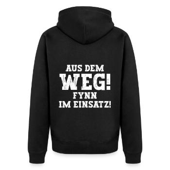 Fynn Lustiger Spruch Vorname Name Fynn - Unisex Premium Bio Zip Hoodie - Schwarz - Hinten - Nico (187cm)