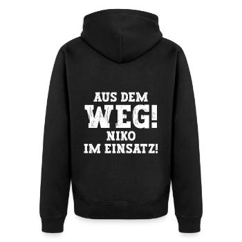Niko Lustiger Spruch Vorname Name Niko - Unisex Premium Bio Zip Hoodie - Schwarz - Hinten - Nico (187cm)