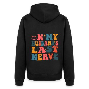 Auf den letzten Drücker lustige Ehefrau meines - Unisex Premium Bio Zip Hoodie - Schwarz - Hinten - Nico (187cm)