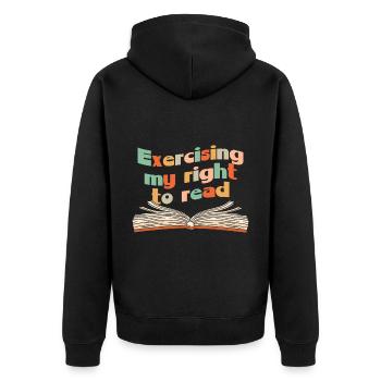 Exercising My Right To Read - Unisex Premium Organic Zip Hoodie - black - Back - Nico (187cm)