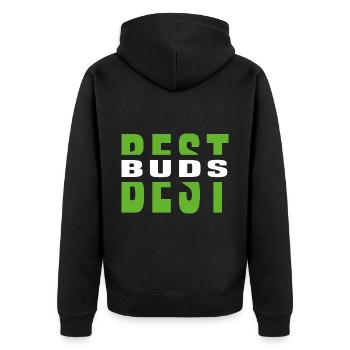 Best Friends Best Buds Best Friend - Unisex Premium Organic Zip Hoodie - black - Back - Nico (187cm)