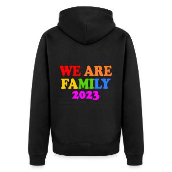 We are family 2023 - Unisex Premium Bio Zip Hoodie - Schwarz - Hinten - Nico (187cm)