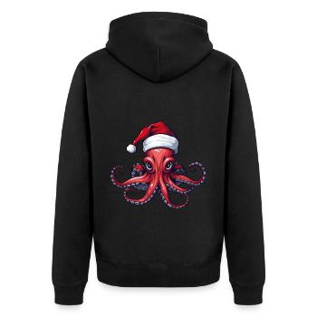 Oktopus Krake Weihnachten Tier - Unisex Premium Bio Zip Hoodie - Schwarz - Hinten - Nico (187cm)