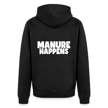 Mist passiert - Lustiges Bauern Design - Unisex Premium Bio Zip Hoodie - Schwarz - Hinten - Nico (187cm)