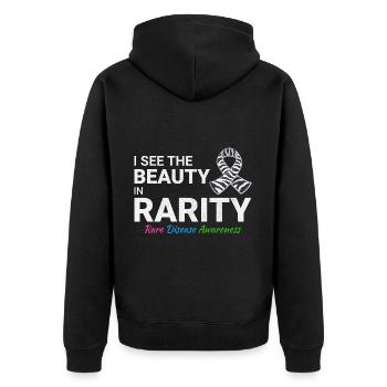 Schönheit in der Seltenheit Bewusstsein für seltene Krankheiten - Unisex Premium Bio Zip Hoodie - Schwarz - Hinten - Nico (187cm)