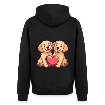 Golden Retriever Dogs Couple Love Couple In Love - Unisex Premium Organic Zip Hoodie - black - Back - Nico (187cm)