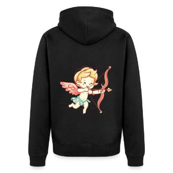 Valentine's Day Angel Bow and Arrow Cupid - Unisex Premium Organic Zip Hoodie - black - Back - Nico (187cm)