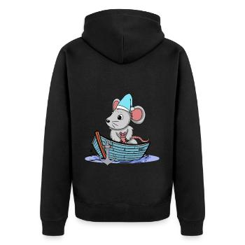 Maritime Mouse Rodent Boat Cruise Travel Child - Unisex Premium Organic Zip Hoodie - black - Back - Nico (187cm)