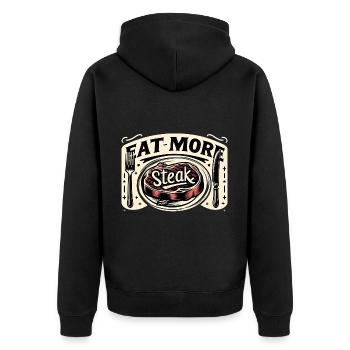 Eat More Steak 11 - Unisex Premium Organic Zip Hoodie - black - Back - Nico (187cm)