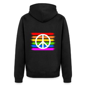 Signe de paix de paix sur le drapeau arc-en-ciel arc-en-ciel - Veste à capuche bio Premium Unisexe - noir - Dos - Nico (187cm)