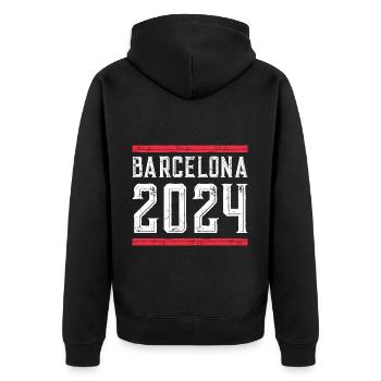 Jours fériés Barcelone 2024 - Veste à capuche bio Premium Unisexe - noir - Dos - Nico (187cm)