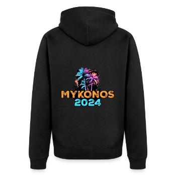 Mykonos 2024 Tour - Unisex Premium Organic Zip Hoodie - black - Back - Nico (187cm)