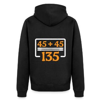 45 + 45 = 135 30 - Unisex Premium Bio Zip Hoodie - Schwarz - Hinten - Nico (187cm)
