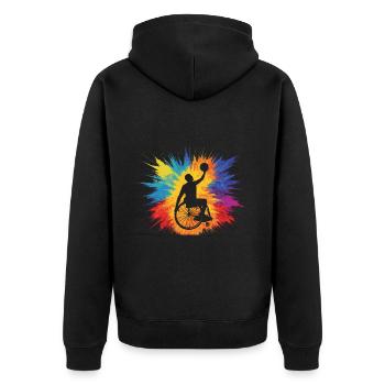 Cadeau de basketball en fauteuil roulant - Veste à capuche bio Premium Unisexe - noir - Dos - Nico (187cm)