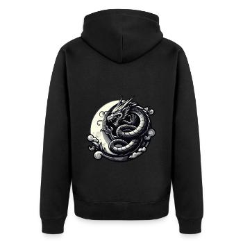 Silhouette de dragon mystique - Veste à capuche bio Premium Unisexe - noir - Dos - Nico (187cm)