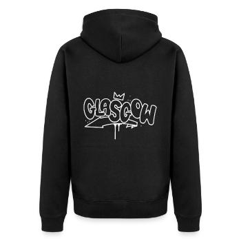 Glasgow Graffiti - Unisex Premium Bio Zip Hoodie - Schwarz - Hinten - Nico (187cm)