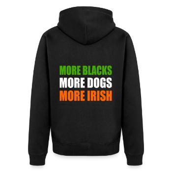 more blacks more dogs more irish - Unisex Premium Organic Zip Hoodie - black - Back - Nico (187cm)