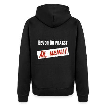 Avant que vous ne demandiez, euh NON ! - Drôle de dicton - Veste à capuche bio Premium Unisexe - noir - Dos - Nico (187cm)