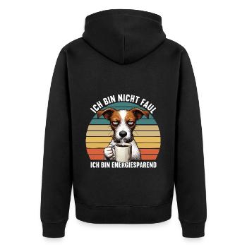 Ich Bin Nicht Faul Jack Russel terrier Jackie - Unisex Premium Bio Zip Hoodie - Schwarz - Hinten - Nico (187cm)