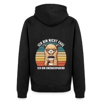 Ich Bin nicht faul Alpaka lamas Alpakabesitzer - Unisex Premium Bio Zip Hoodie - Schwarz - Hinten - Nico (187cm)