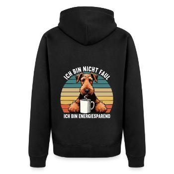 Ich Bin Nicht Faul Airedale Terrier Airedales - Unisex Premium Bio Zip Hoodie - Schwarz - Hinten - Nico (187cm)