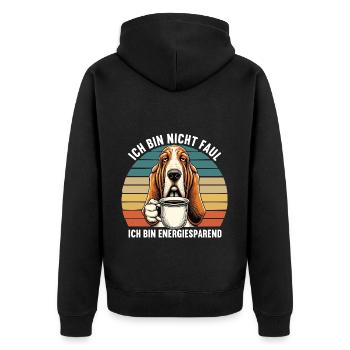 Ich Bin Nicht Faul Basset Hound Basset Hounds - Unisex Premium Bio Zip Hoodie - Schwarz - Hinten - Nico (187cm)